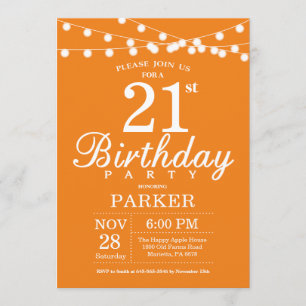 21e anniversaire Invitation Orange