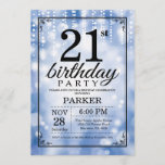 21e anniversaire Invitation Parties scintillant bl<br><div class="desc">21e anniversaire Invitation à cordes bleues avec Arrière - plan à Parties scintillant bleue. Anniversaire bleu. Anniversaire adulte. Hommes ou femmes Anniversaire Invitation. 13e 15e 16e 18e 20e 21e 30e 40e 50e 60e 70e 80e 90e 100e, n'importe quel âge. Pour plus de personnalisation, cliquez sur le bouton "Customiser" et utilisez...</div>