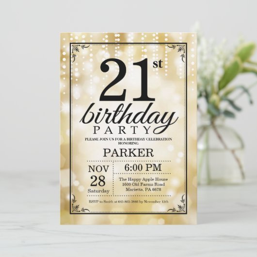 21e anniversaire Invitation Parties scintillant d' (Debout devant)