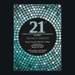 21e anniversaire Invitation Parties scintillant no<br><div class="desc">21e Invitation d'anniversaire. Parties scintillant noire et Turquoise. Diamant Turquoise.Fête d'anniversaire pour adulte. Pour les hommes ou les femmes.
Pour plus de personnalisation,  cliquez sur le bouton "Customiser" et utilisez notre outil de conception pour modifier ce modèle.</div>