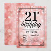 21e anniversaire Invitation Parties scintillant ro (Devant / Derrière)