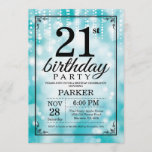 21e anniversaire Invitation Parties scintillant Tu<br><div class="desc">Invitation à l'anniversaire du 21e anniversaire avec des lampes à cordes Turquoises avec Arrière - plan de Parties scintillant Turquoise. Anniversaire Turquoise. Anniversaire adulte. Hommes ou femmes Anniversaire Invitation. 13e 15e 16e 18e 20e 21e 30e 40e 50e 60e 70e 80e 90e 100e, n'importe quel âge. Pour plus de personnalisation, cliquez...</div>