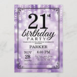 21e anniversaire Invitation Parties scintillant vi<br><div class="desc">21e anniversaire Invitation à cordes violettes avec Arrière - plan de Parties scintillant violet. Anniversaire mauve. Anniversaire adulte. Hommes ou femmes Anniversaire Invitation. 13e 15e 16e 18e 20e 21e 30e 40e 50e 60e 70e 80e 90e 100e, n'importe quel âge. Pour plus de personnalisation, cliquez sur le bouton "Customiser" et utilisez...</div>