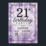 21e anniversaire Invitation Parties scintillant vi<br><div class="desc">21e anniversaire Invitation à cordes violettes avec Arrière - plan de Parties scintillant violet. Anniversaire mauve. Anniversaire adulte. Hommes ou femmes Anniversaire Invitation. 13e 15e 16e 18e 20e 21e 30e 40e 50e 60e 70e 80e 90e 100e, n'importe quel âge. Pour plus de personnalisation, cliquez sur le bouton "Customiser" et utilisez...</div>