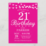 21e anniversaire Invitation rose chaud<br><div class="desc">21e Invitation d'anniversaire avec des lampes à cordes. Arrière - plan rose chaud. Femme Invitation anniversaire Élégante. 13e 15e 16e 18e 20e 21e 30e 40e 50e 60e 70e 80e 90e 100e, n'importe quel âge. Pour plus de personnalisation, cliquez sur le bouton "Customiser" et utilisez notre outil de conception pour modifier...</div>