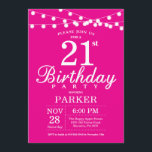 21e anniversaire Invitation rose chaud<br><div class="desc">21e Invitation d'anniversaire avec des lampes à cordes. Arrière - plan rose chaud. Femme Invitation anniversaire Élégante. 13e 15e 16e 18e 20e 21e 30e 40e 50e 60e 70e 80e 90e 100e, n'importe quel âge. Pour plus de personnalisation, cliquez sur le bouton "Customiser" et utilisez notre outil de conception pour modifier...</div>