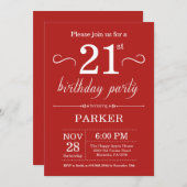 21e anniversaire Invitation Rouge (Devant / Derrière)