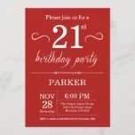 21e anniversaire Invitation Rouge<br><div class="desc">21e anniversaire Invitation avec un Arrière - plan rouge. Anniversaire adulte. Hommes ou femmes Anniversaire Invitation. 13e 15e 16e 18e 20e 21e 30e 40e 50e 60e 70e 80e 90e 100e, n'importe quel âge. Pour plus de personnalisation, cliquez sur le bouton "Customiser" et utilisez notre outil de conception pour modifier ce...</div>