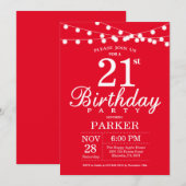 21e anniversaire Invitation Rouge (Devant / Derrière)