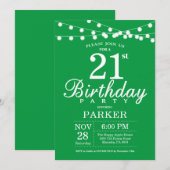 21e anniversaire Invitation verte (Devant / Derrière)