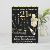 21e anniversaire Invitations - Black & Gold (Debout devant)