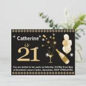 21e anniversaire Invitations - Black & Gold (Debout devant)