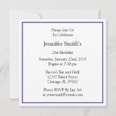 21e anniversaire Invitations Damas pourpres (Dos)