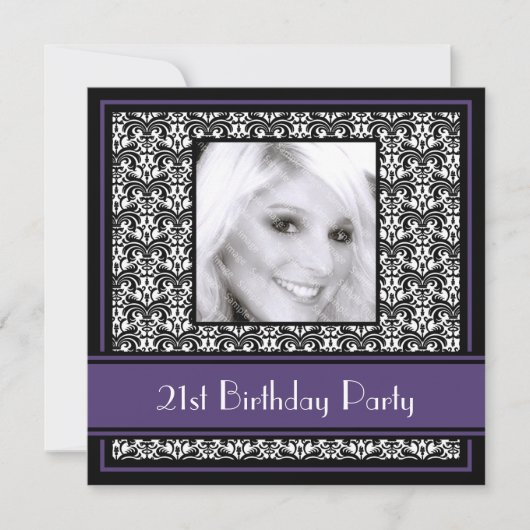 21e anniversaire Invitations Damas pourpres (Devant)