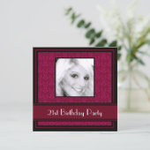 21e anniversaire Invitations Damask Bourgogne (Debout devant)