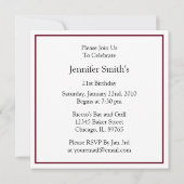 21e anniversaire Invitations Damask Bourgogne (Dos)