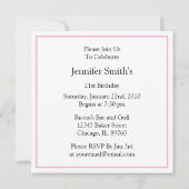 21e anniversaire Invitations Damask Pink (Dos)
