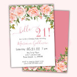 21e anniversaire Invitations Pink Floral Modern Pa<br><div class="desc">Invitations de 21e anniversaire rose floral moderne - soirée "Bonjour 21!" avec arrière - plan blanc et belle impression que vous pouvez customiser avec toutes les informations de votre fête d'anniversaire. avec pêche et couleurs roses - élégant.</div>