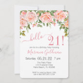 21e anniversaire Invitations Pink Floral Modern Pa (Devant)