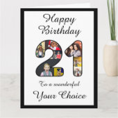 21e anniversaire Joyeux 21 Modèle photo personnali (Devant)