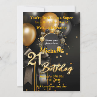 21e anniversaire Modèle de la carte d'invitation
