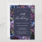 21e anniversaire Moody Purple Flower Invitation (Devant)