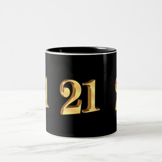21e Anniversaire Mug 3D numéro de look (Centre)