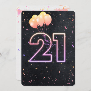 21e Anniversaire Neon Connexion Invitation noire