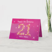 21e anniversaire - Numéro d'étoile - rose - Carte  (Devant)
