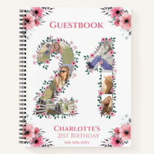 21e Anniversaire Photo Pink Flower White Livre d'i
