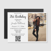 21e anniversaire photo qr code invitation aimant (Devant / Derrière)