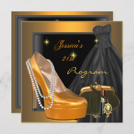 21e Anniversaire Programme Chaussure Or Orange Noi (Devant / Derrière)