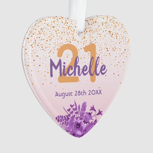 21e anniversaire rose d'or confetti fleurs pourpre (devant)