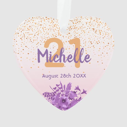 21e anniversaire rose d'or confetti fleurs pourpre (dos)