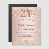21e anniversaire rose or blush invitation aimant (Devant / Derrière)
