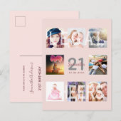 21e anniversaire rose or blush invitation photo (Devant / Derrière)