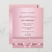 21e anniversaire rose or pétillant invitation (Devant / Derrière)