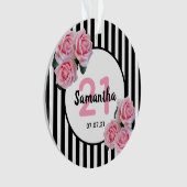 21e anniversaire rose roses noir blanc rayures (devant)