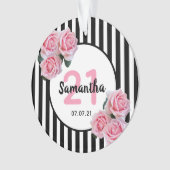 21e anniversaire rose roses noir blanc rayures (devant)