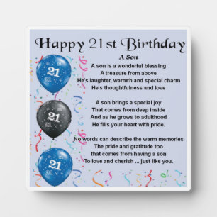 21e anniversaire Son Poem Plaque