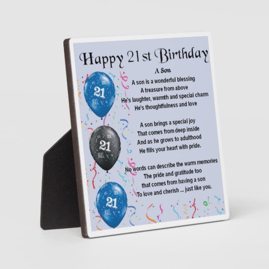 21e anniversaire Son Poem Plaque (Recto)