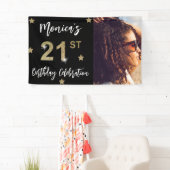 21e anniversaire Stars Photo Gold Party Bannière (En situation)