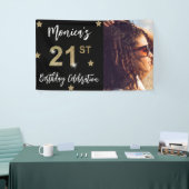 21e anniversaire Stars Photo Gold Party Bannière (Salon professionnel)