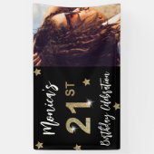 21e anniversaire Stars Photo Gold Party Bannière (Vertical)