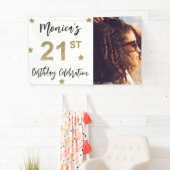 21e anniversaire Stars Photo Gold Party Bannière (En situation)