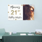 21e anniversaire Stars Photo Gold Party Bannière (Salon professionnel)