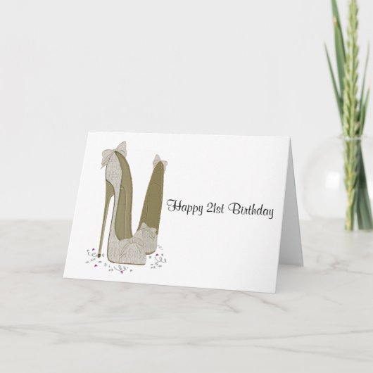 21e Anniversaire Stiletto Chaussures Carte de voeu (Devant)
