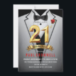 21e anniversaire Tuxedo Invitation<br><div class="desc">White Tux White Tuxedo invitation,  Tuxedo invitation anniversaire,  cravate noire invitation,  secret,  espion,  élégant,  hommes,  bow cravate,  costume,  agent,  21e anniversaire</div>