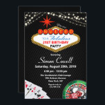 21e anniversaire Vegas Casino Invitation<br><div class="desc">21e Anniversaire Las Vegas Casino Marquee String Lights Poker Jeu Anniversaire Invitation</div>