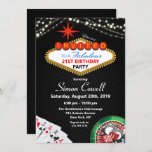 21e anniversaire Vegas Casino Invitation<br><div class="desc">21e Anniversaire Las Vegas Casino Marquee String Lights Poker Jeu Anniversaire Invitation</div>